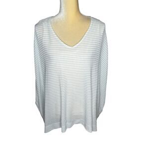 Chicos Travelers Shimmer Striped Top Batwing Wide Sleeves Size 3 XL